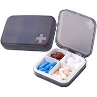 ZDQZC Pill Organizer - Portable Pill Box Small Pill Container for Purse or Pocket, Excellent Pill Storage Case (Gray, 4+6 Compartment)