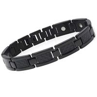 CMS MAGNETICS Novoa Men's Gloss Black Titanium Magnetic Bracelet with Carbon Fiber Inlays - 12,800 Gauss B503D-Black-0