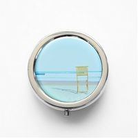 RhyNSky Beach Mini Portable Pocket Pill Box Case Holder for Purse, 3 Compartments, Silvery, FS585