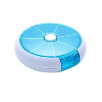 WEYNG Blue Round Reverse Drug Weekly 7 Days Pill Dispenser Travel Medicine Storage Case Holder Portable (Round Blue)