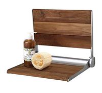 ANZZI Saxon 15 in Wall Mounted Folding Teak Shower Seat | 270 lbs Weight Capacity Teak Wood and Stainless Steel Spa Bench Fold Down Seat for Bath | Modern Wooden Foldable Shower Chair | AC-AZ203