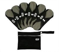 Period Starter Kit | Soft Washable Charcoal Bamboo Menstrual Pad | Bladder Support & Incontinence Pads | Reusable Sanitary Napkins | 6 Medium Flow Pads & 1 FREE Waterproof Wetbag