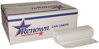 Renown REN21512-CA Trash Can Liners, 24" x 32", 15 gal, 0.45 mil, White (Roll of 50) (Pack of 10)