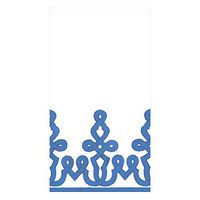 Caspari Dessin Passementerie Paper Linen Guest Towel Napkins in Riviera Blue - Two Packs of 12