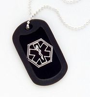 Medical ID Black Dog Tag Necklace-Coumadin