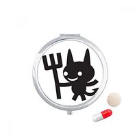 Devil Happy Fear Halloween Travel Pocket Pill case Medicine Drug Storage Box Dispenser Mirror Gift