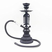 11' Single Hose Fishbone Stem Hookah Shisha Glass Bong - Black w/Hose & Tongs