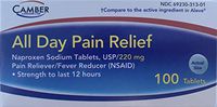 Naproxen Sodium Tablets (100 Count) Pain Relief: Minor Aches, Toothache, Headache, Menstrual Cramps, Fevers & More (NSAID), Strength to Last 12 Hours