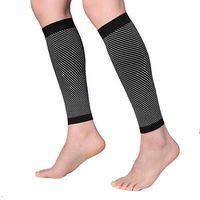 Calf Compression Sleeve 20-30mmHg for Men & Women - Best Footless Compression Socks for Shin Splint & Leg Pain Relief, Running, Nurses & Maternity. Improves Circulation and Recovery.(Black/Gray-XL)