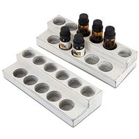 MyGift 2-Tier Vintage White Wood 11-Bottle Essential Oil Display Stands, Set of 2