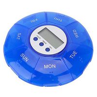 Weekly Organizer, 7 Compartments Locking Mini Portable Daily Case with Time Reminder for Purse Travel (blue)