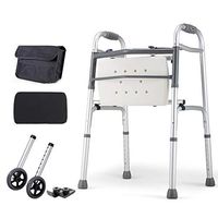 Deluxe Medical Walker RollatorAdjustable Height Aluminum Alloy Walker,Max 180 Kg(400lbs)[Contains attachments]