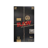 RAW Black Natural Rolling Papers 1 1/4" (5 Boxes - 24 Packs/Box) - MJ-13285