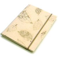 Natural Leaf Handmade Stationery 5x7 Blank Note Sketch Scratch Pad Book 40pp Natural Leaf Sketching Diary Journal (Cream Small Leaf)