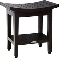 (Fully Assembled) AquaTeak Patented 18" Maluku Mocha Teak Shower Bench with Shelf