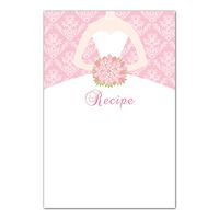 30 Bridal Shower Recipe Cards Pink Damask Dress