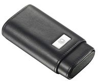 Visol Burgos Black Leather Three Cigar Case with Free Laser Engraving (Vine Monogram)