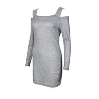 SADUORHAPPY Women's Crew Neck Pullover Sweater Dress Long Sleeve Loose Knit Club Mini Dress Gray