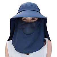 Meidexian888 Sun Protective Beach Hat for Women,Mask Anti-UV Double Layer Cycling Cap for Fishing Hiking Camping Beach Gardening & Boating (Navy)