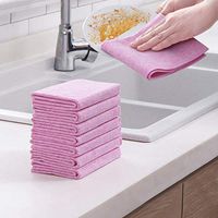 Gotian Soft Lint-Free Coconut Shell Washing Towel Cleaning Cloth Not Contaminated Strong Water Absorbent Oil Dish Cloth Dish Rag Cleaning Cloth Clean Dishes Cups Countertops (Pink)