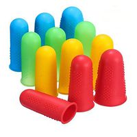 MEABEN 25 Pieces Silicone Finger Protectors, Tasteless Silicone Finger Caps Covers Gloves for Hot Glue Sewing Wax Adhesives, 3 Sizes 5 Colors