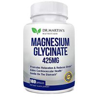 Premium Magnesium Glycinate 425mg - 180 High Potency Vegan Capsules - Helps with Stress Relief, Sleep, Muscle Cramps & Healthy Heart | Non-GMO, Gluten Free