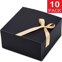 Gift Boxes with Lids, WantGor 10 Pack 8x8x4inch Kraft Paper Gift Wrap Boxes for Gifts, Bridesmaids, Chocolate, Cupcake, Crafting (Black)