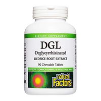 Natural Factors, Chewable DGL 400 mg, Licorice Root, Vegan, 90 tablets (90 servings)