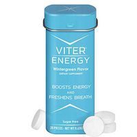 Viter Energy Caffeinated Mints - 40mg Caffeine & B-Vitamins Per Powerful Sugar Free Mint. Boost Energy, Focus & Fresh Breath. 2 Pieces Replace 1 Coffee (Wintergreen, Single Tin)