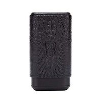 Smoking Set/Travel Portable Cigarette Box Leather Cigar Tube Cedar Wood Lining Can Hold 3 Cigars Men's Gift Box A Variety of Colors Available Mute (Color : Black)