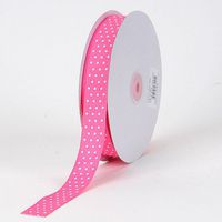 BBCrafts Hot Pink with White Dots Grosgrain Ribbon Swiss Dot 7/8 inch 50 Yards