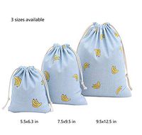 Nuni Banana Pattern Cotton Double Drawstring Pouches Muslin Bags Gift Bags Sacks Sachet Bags for Jewelry Candy Favors Wedding Birthday Party Blue 3 Sizes Available 1-12 Counts (1 Bag/Size *3)