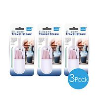 Silicone Travel Straw & Brush Set (Pink) - Set contains 3 reusable straws, 3 cleaning brushes, and 3 pillbox carrying cases. Keep your favorite straw with you everywhere you go!