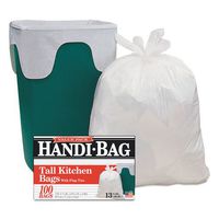 Handi-Bag Super Value Pack Trash Bags, 13gal.6mil, 23 3/4 x 28, White, 100/Box