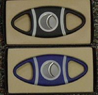 Black Rubber Grip Double Blade Cigar Cutter