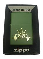 Zippo Custom Lighter -"My Heart Beat" Marijuana Weed Pot Leaf Design