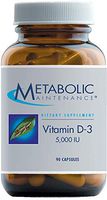 Metabolic Maintenance Vitamin D-3 5000 IU - Easier Absorption D3 for Immune, Mood + Cardiovascular Support (90 Capsules)
