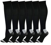6 Pairs Pack Mild (8-15 mm Hg) Sports, Travelers, Anti-Fatigue, Graduated Compression Knee High Socks 9-11 (6 Pairs Solid Black)