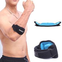 Mcolics Tennis Elbow Brace (2 Pack), Tennis & Golfer's Elbow Pain Relief with Compression Pad, Wrist Sweatband - Best Elbow Strap Band for Men and Women (Black/Blue)