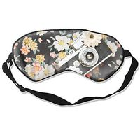 Eye Mask Black Silver Camera Flowers Eye Cover for Travel,Nap,Meditation