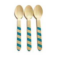 Perfect Stix Striped Spoons 158 36-Blue Printed Wooden Spoons with Blue Stripes Pattern, 6" (Pack of 36)