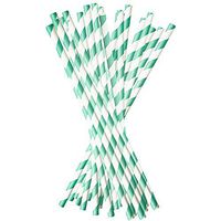 Mint Biodegradable Paper Straws. Compostable Drinking Decorative Striped Straw Set of 100. For Party, Christmas, Birthdays, Baby Shower, Holidays, Crafts, Bridal Shower.Bulk Disposable Cardboard Staws