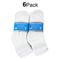 Falari 6-Pack Diabetic Socks Ankle Unisex Physicians Approved Socks White Size 13-15