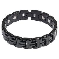 Divoti Double Ridge PVD Black 316L Magnetic Bracelet for Men-75