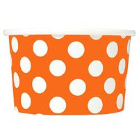 [1,000 Count] Orange Paper Ice Cream Cups - 4 oz Polka Dot Dessert Bowls - Comes In Many Colors & Sizes! Frozen Dessert Supplies
