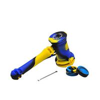 JYH-U Long Rod Hammer Pipe,Eco-Friendly Color Tube with Cigarette Case and Spoon7.09in (Color : Yellow Blue)