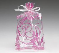 Small Pink Jewel Swirls 7x2x3" Cello Cellophane Party Treat Food Snack Bags (40 ct)