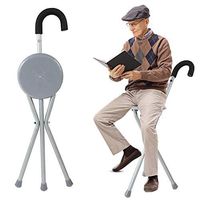 Alomejor Walking Cane Chair Stool Portable Folding Walking Stick with Seat with 3 Legs Unisex for Elderly Rest