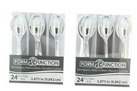 48ct Mini Silver Spoons Metallic Plastic Utensil Cocktail Party Appetizer Tool