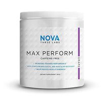 NOVA Three Labs | Max Perform Powdered Preworkout | Designed to Maximize Performance and Reduce Fatigue During Training. (Caffeine-Free Grape)